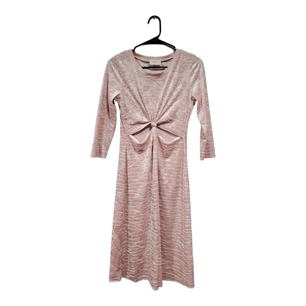 Everly Anthropologie Women's Pink Velvet Cut-out Waist Long Sheath Dress…